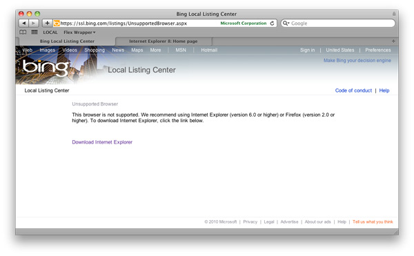 Bing Local Center Is Down