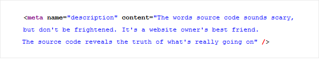 meta description source code